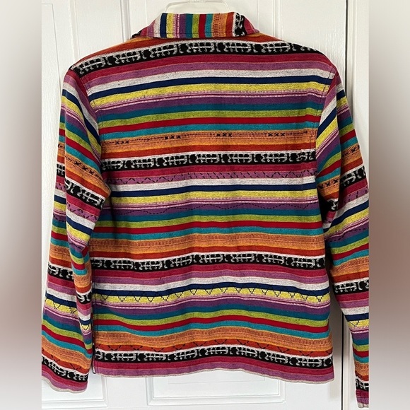 Chico's Design Southwestern Colorful Striped 100% Button Front Jacket Small - Picture 7 of 13